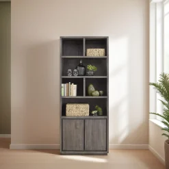 Boekenkast Lavio (86 cm) eiken grafiet