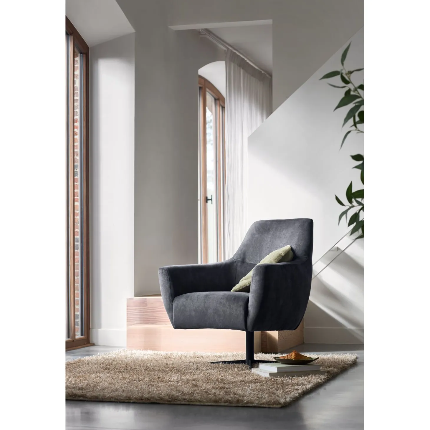 Draaifauteuil Gudo Velvet antraciet