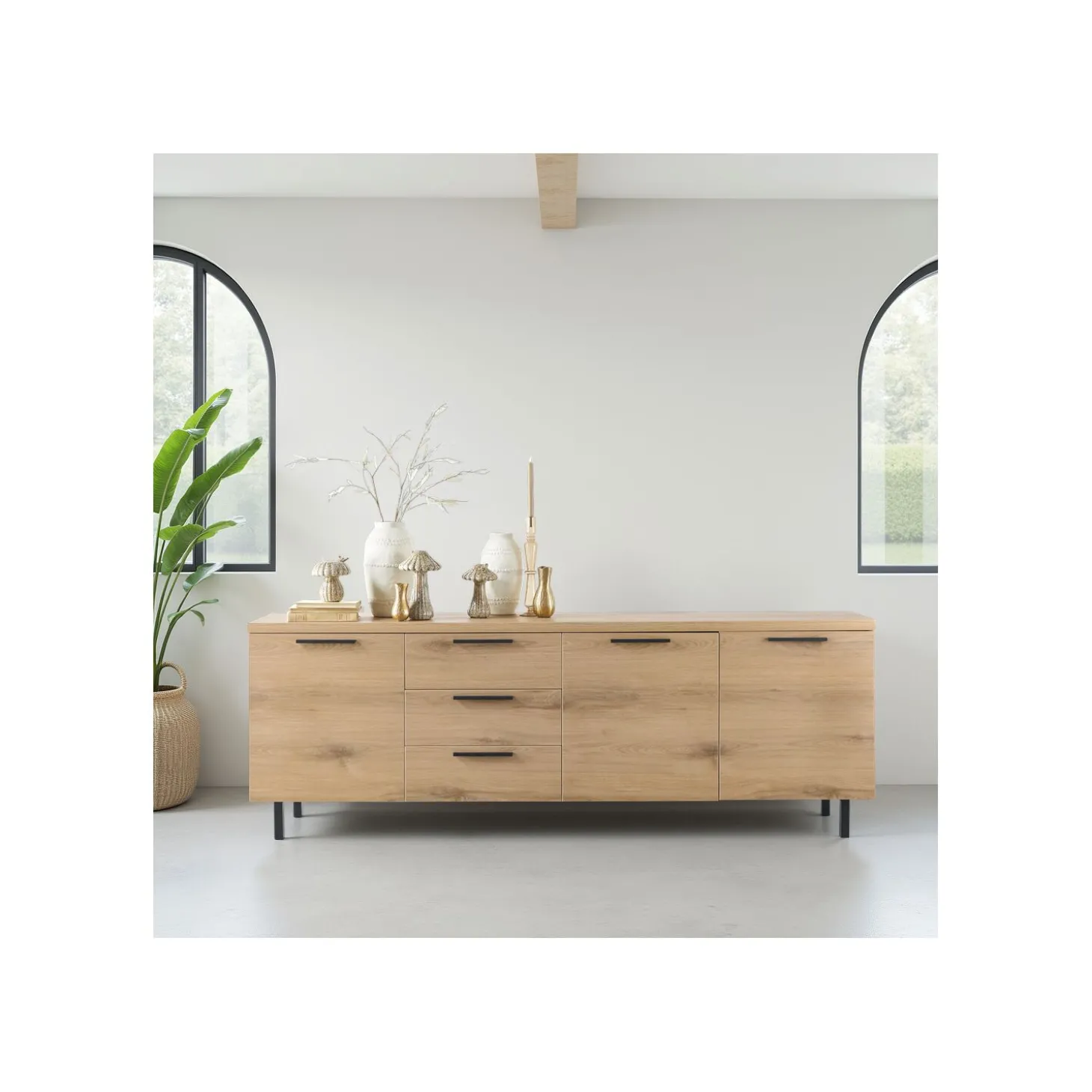 Dressoir Paranno 77x220x42 cm bruin