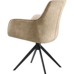 Eetkamerstoel Ceno Met armleuning draaibaar combi stof beige