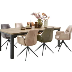 Eetkamerstoel Faido Microvezel lichtbeige poot zwart