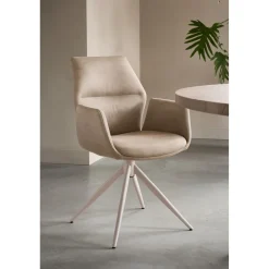 Eetkamerstoel Faido Microvezel taupe poot grijs