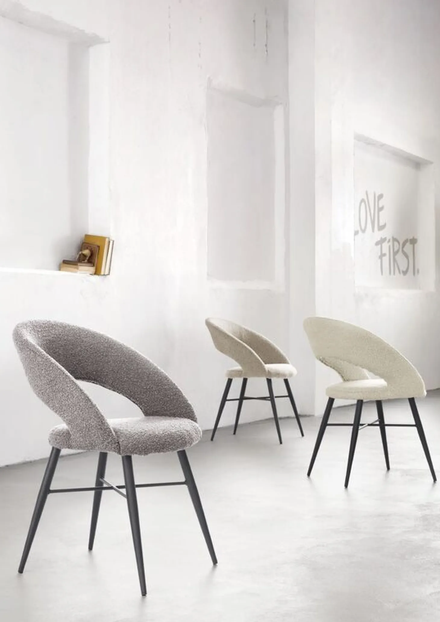 Eetkamerstoel Marasino Bouclé bruin