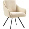 Eetkamerstoel Meltina Draaibaar bouclé beige