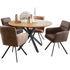 Eettafel Aska Teak 130 cm rond naturel brushed