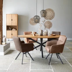 Eettafel Aska Teak 200x100 cm ovaal naturel brushed