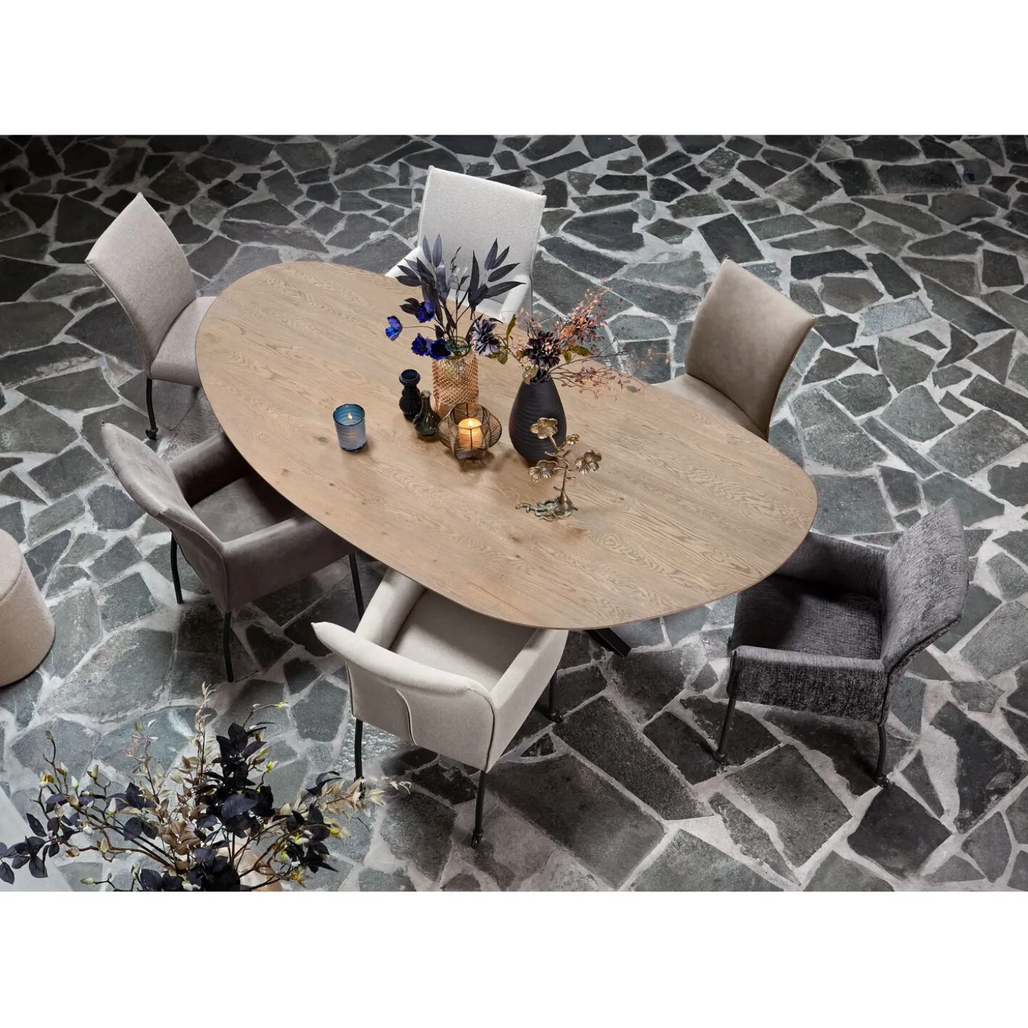 Eettafel Tavolo Eikenhout 230x115 cm kiezel bruin