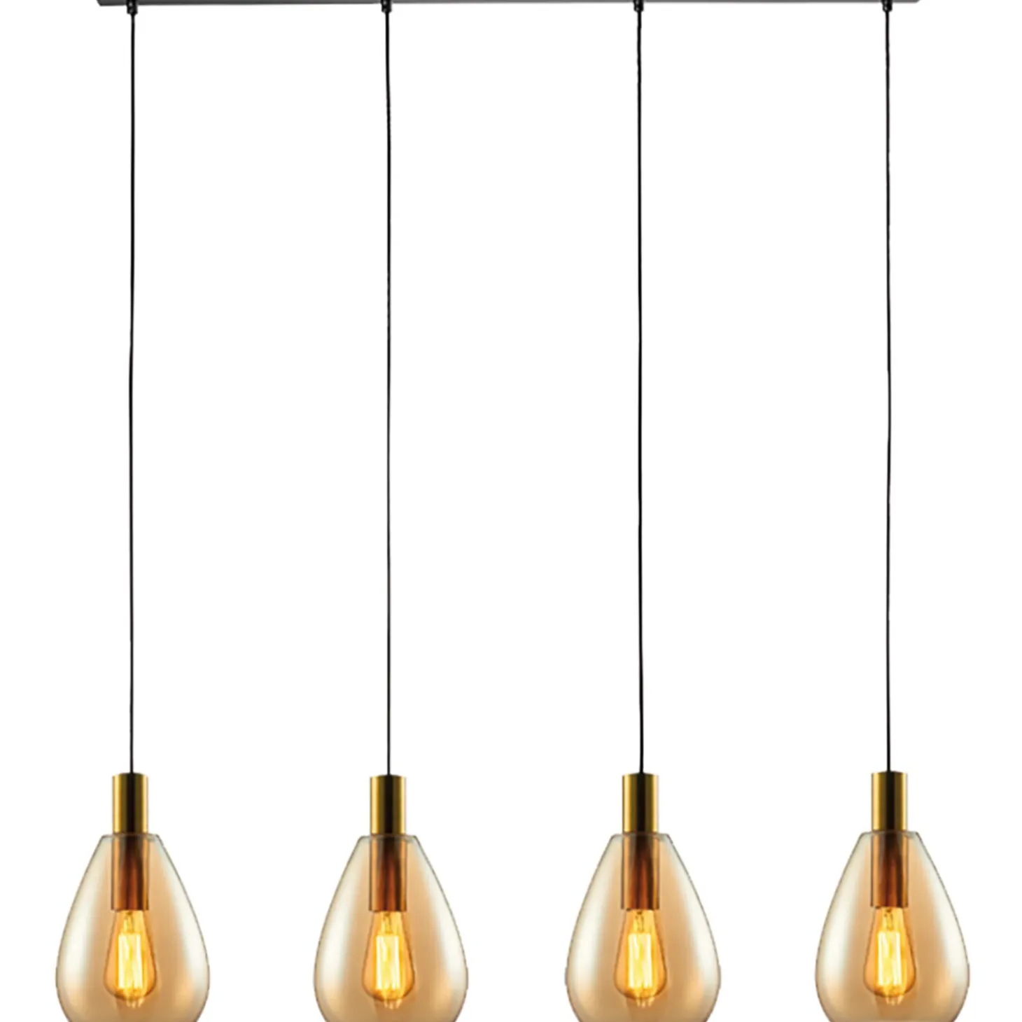 Hanglamp Felinio Amber glas 4-lichts