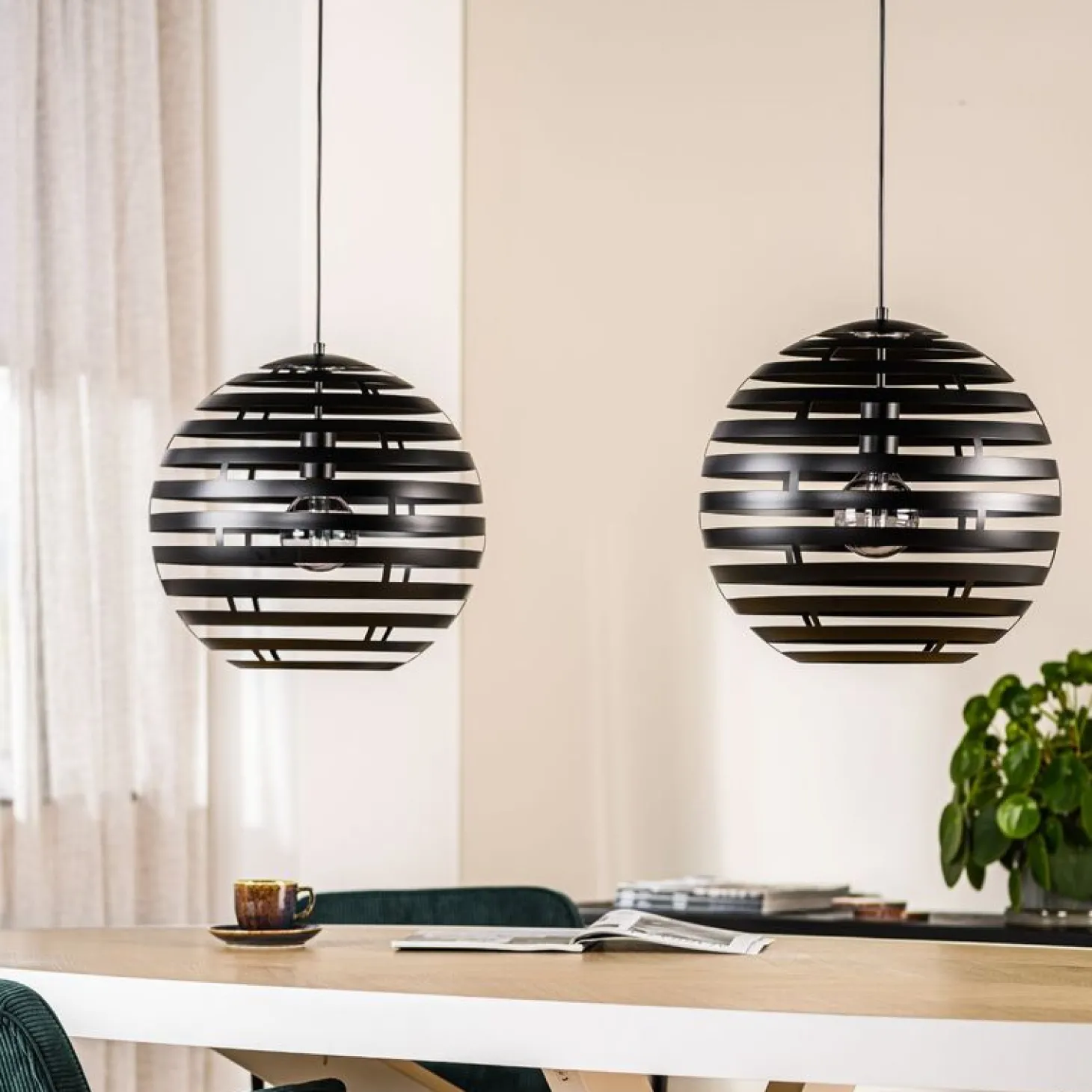 Hanglamp Fiorenza Ø 40 cm zwart staal 2-lichts
