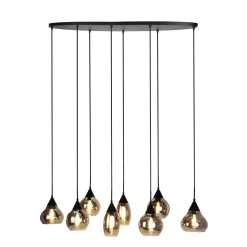 Hanglamp Lungo Zwart smoke glas 8-lichts