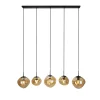 Hanglamp Macato Zwart amber glas 5-lichts