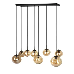 Hanglamp Macato Zwart amber glas 8-lichts