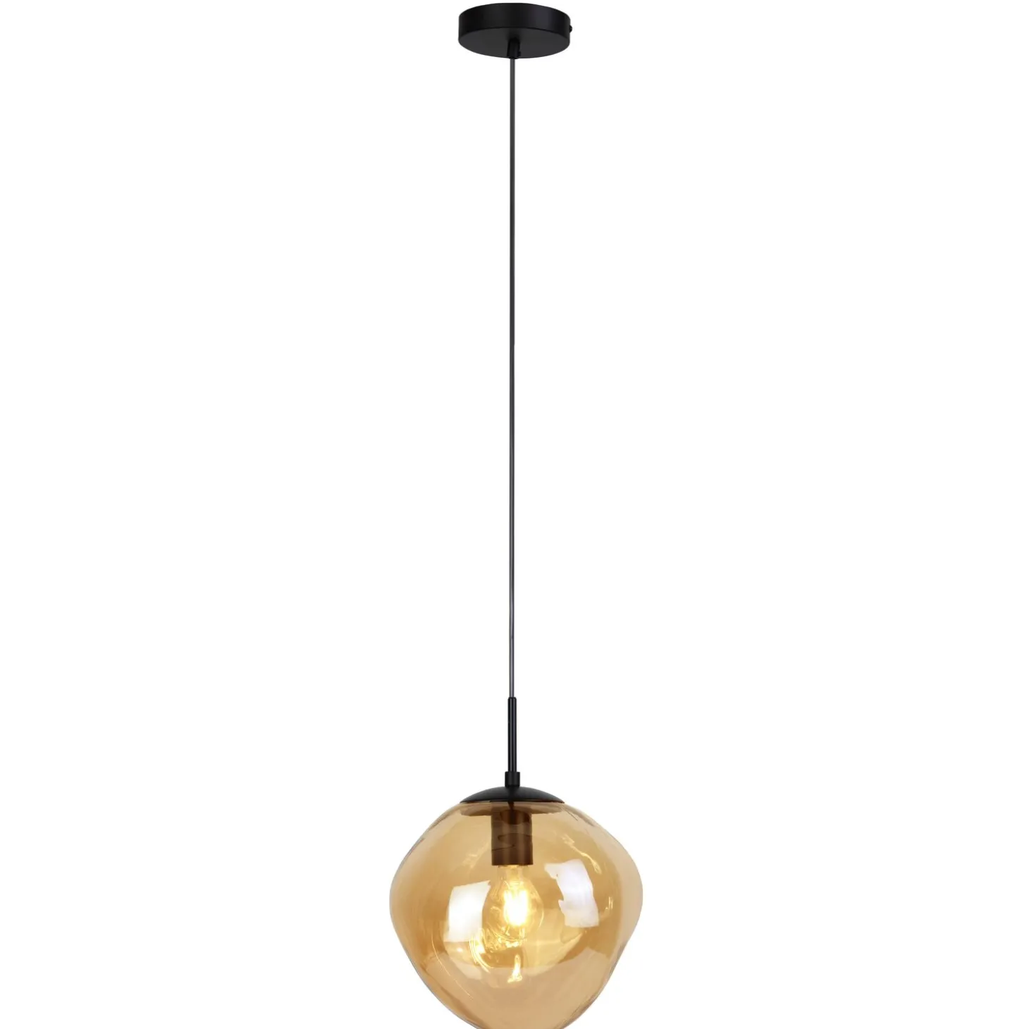 Hanglamp Macato Zwart amber glas 1-lichts
