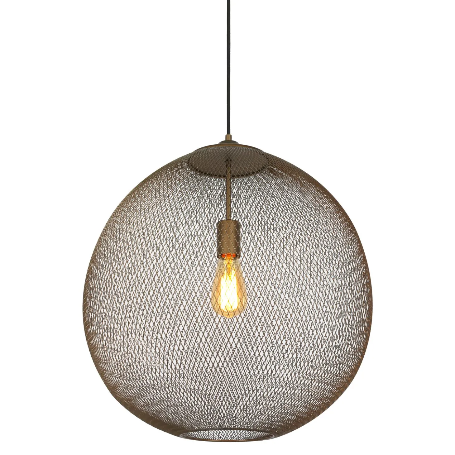 Hanglamp Maroggia Bruin rond 50cm koper 1-lichts