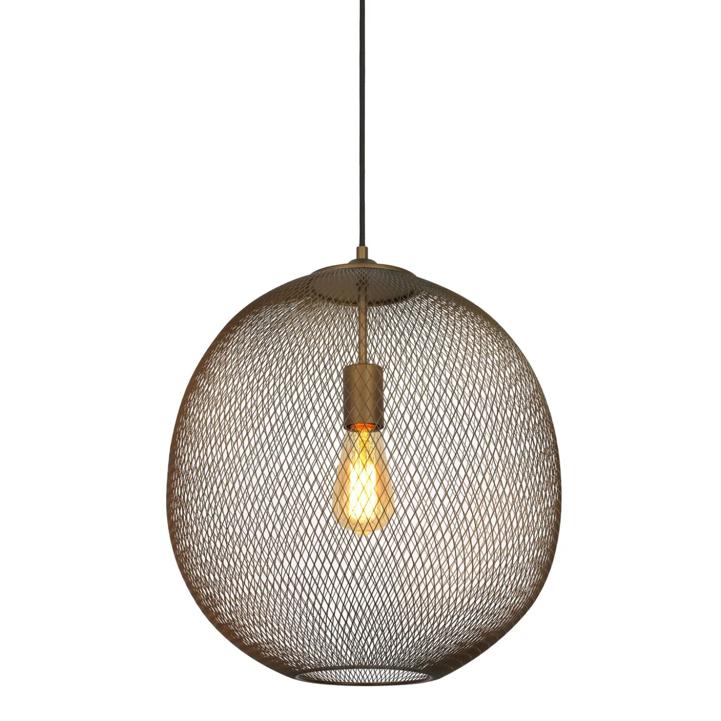 Hanglamp Maroggia Bruin rond 40cm koper 1-lichts