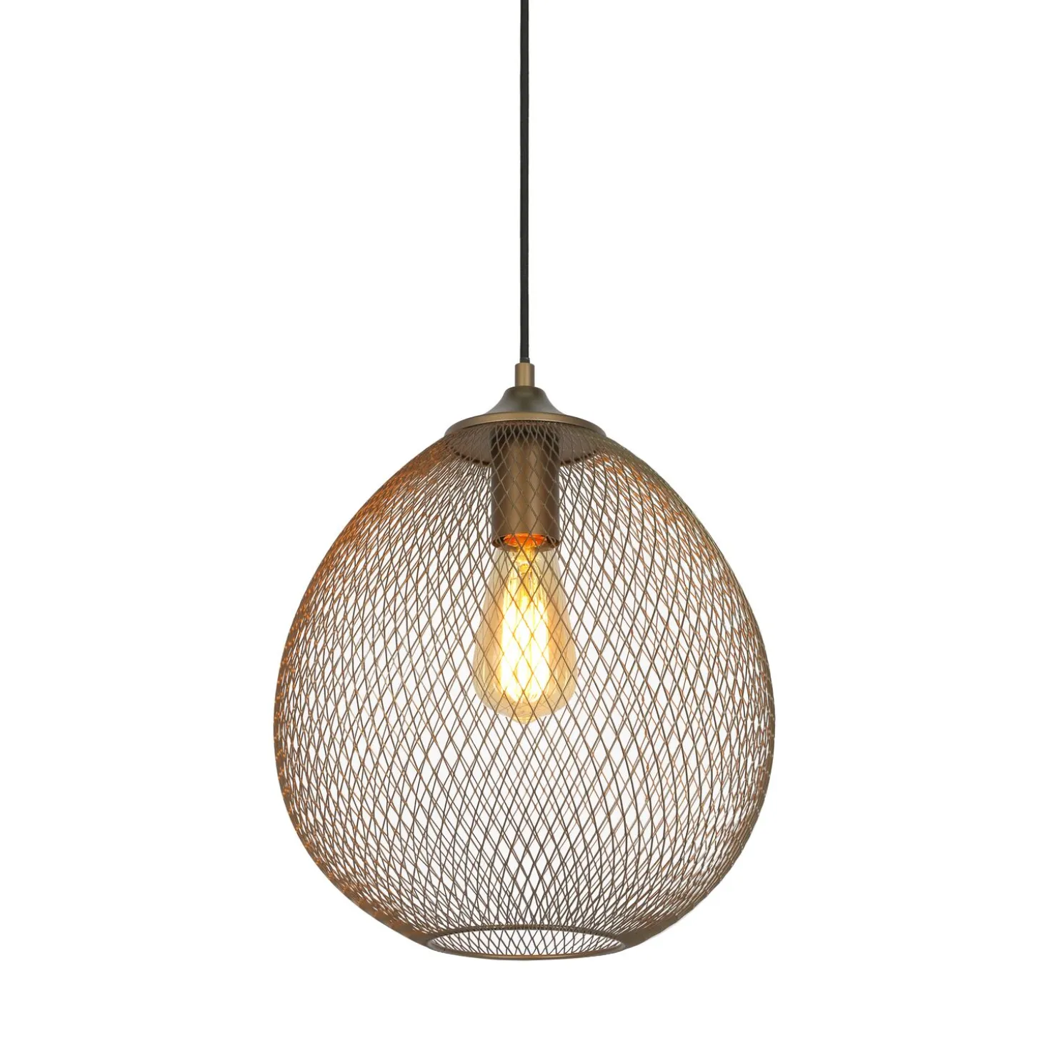 Hanglamp Maroggia Bruin rond 30cm koper 1-lichts