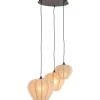 Hanglamp Moscito Zwart ecru linnen 3-lichts