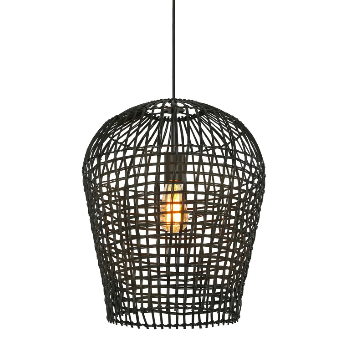 Hanglamp Scarperio Rond 40 cm rotan zwart