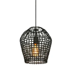 Hanglamp Scarperio Rond 28 cm rotan zwart