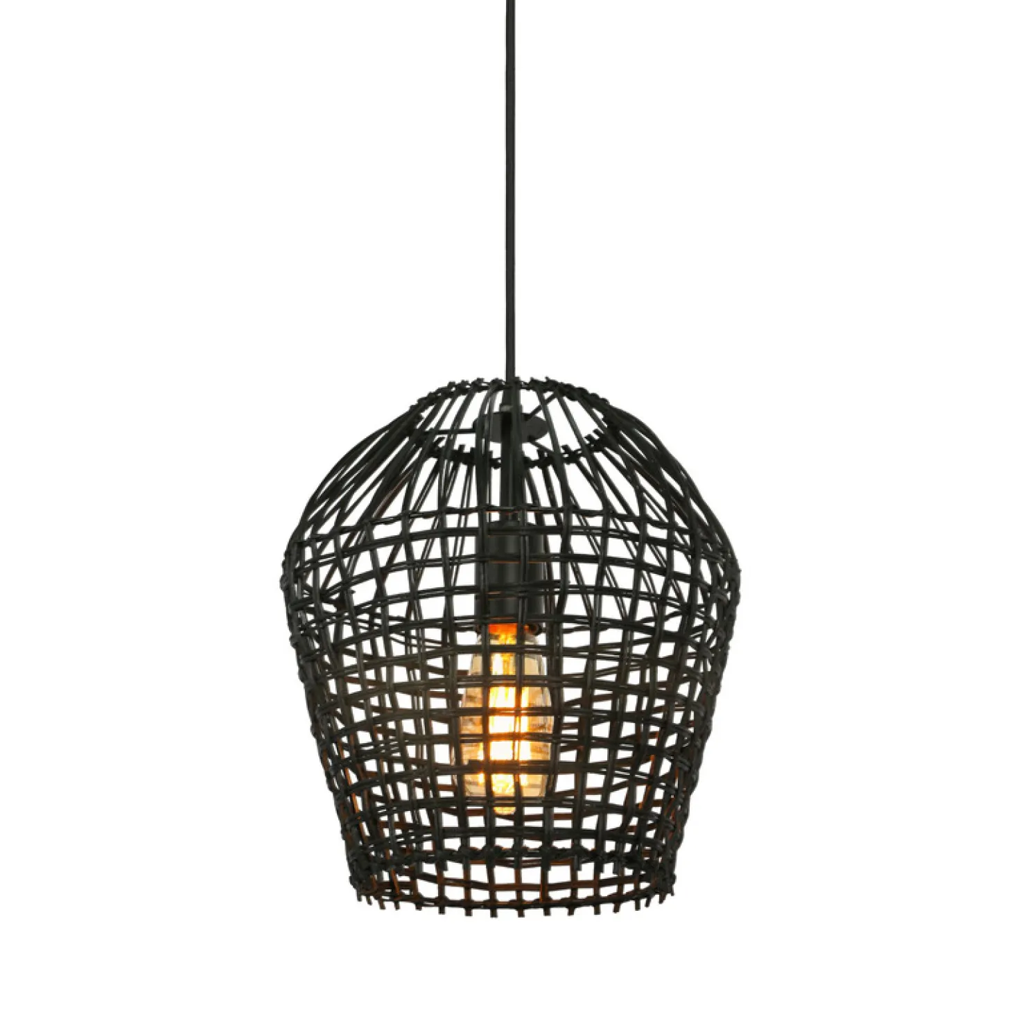 Hanglamp Scarperio Rond 28 cm rotan zwart