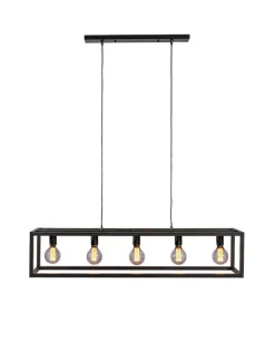 Hanglamp Tiamo Zwart staal 5-lichts