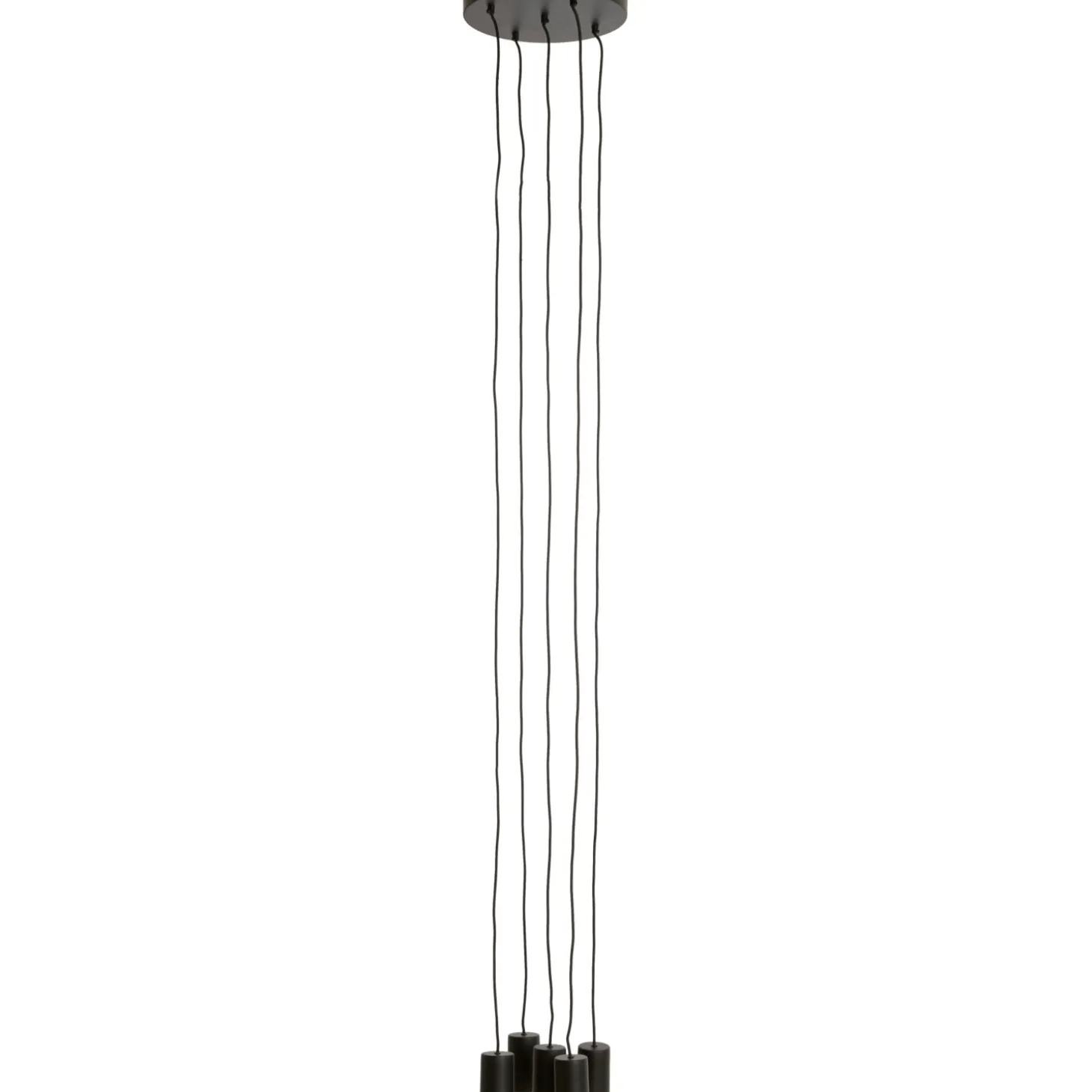Hanglamp Trecate Mat zwart 5-lichts rond