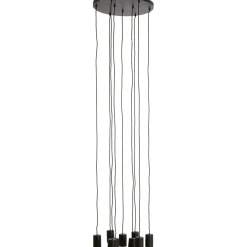 Hanglamp Trecate Mat zwart 9-lichts rond