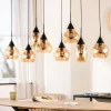 Hanglamp zwart Amber glas 8-lichts - Lungo