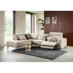 Hoekbank links Piorino Pocketvering lichtgrijs relaxfunctie