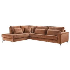 Hoekbank links Pomonte Velvet bruin basic comfort