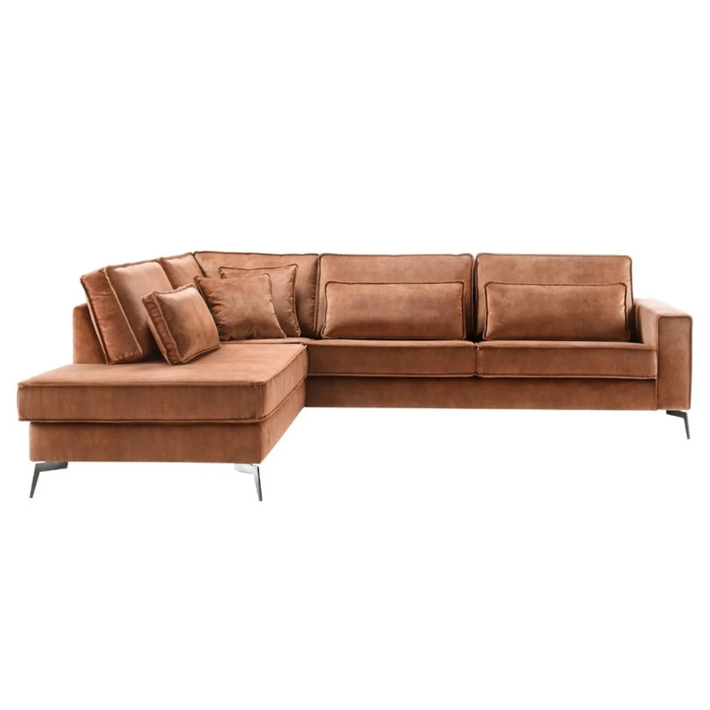 Hoekbank links Pomonte Velvet bruin basic comfort