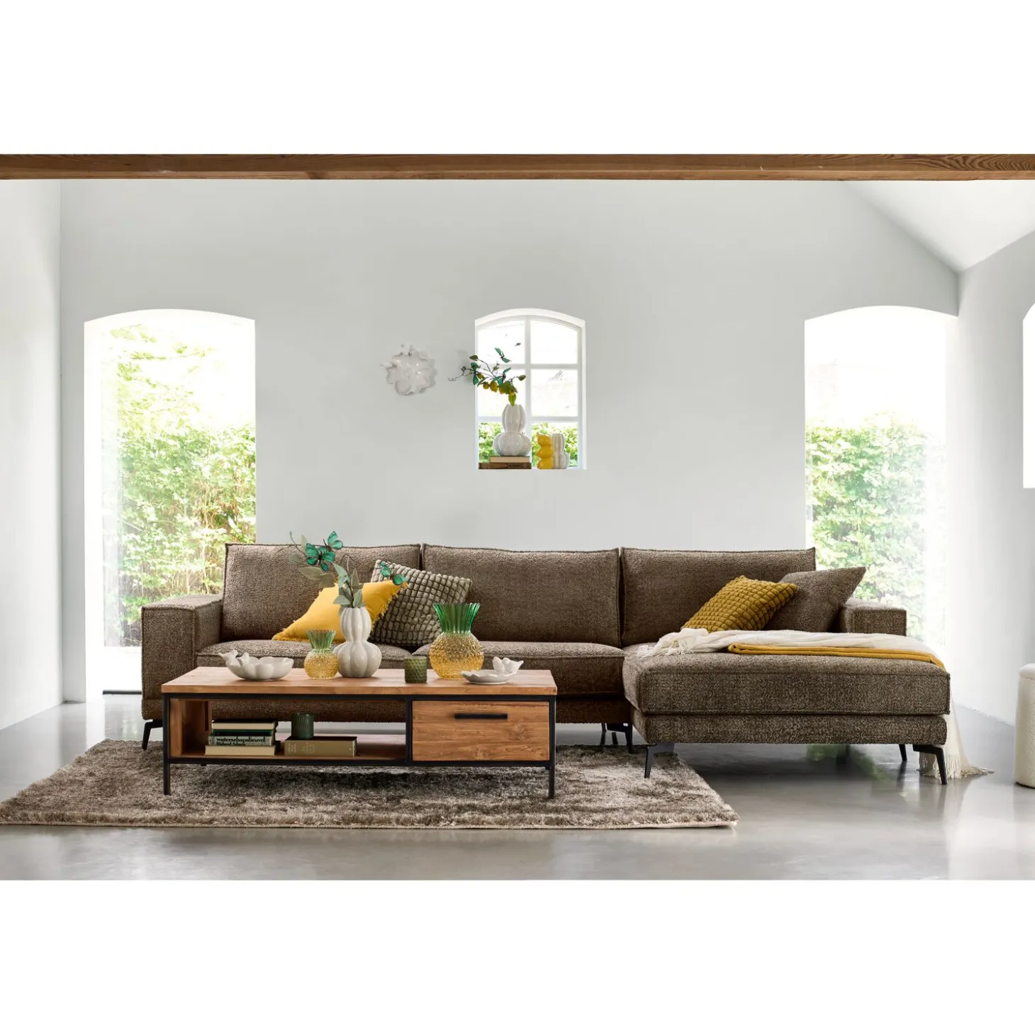 Hoekbank rechts Andelo Bruin premium comfort