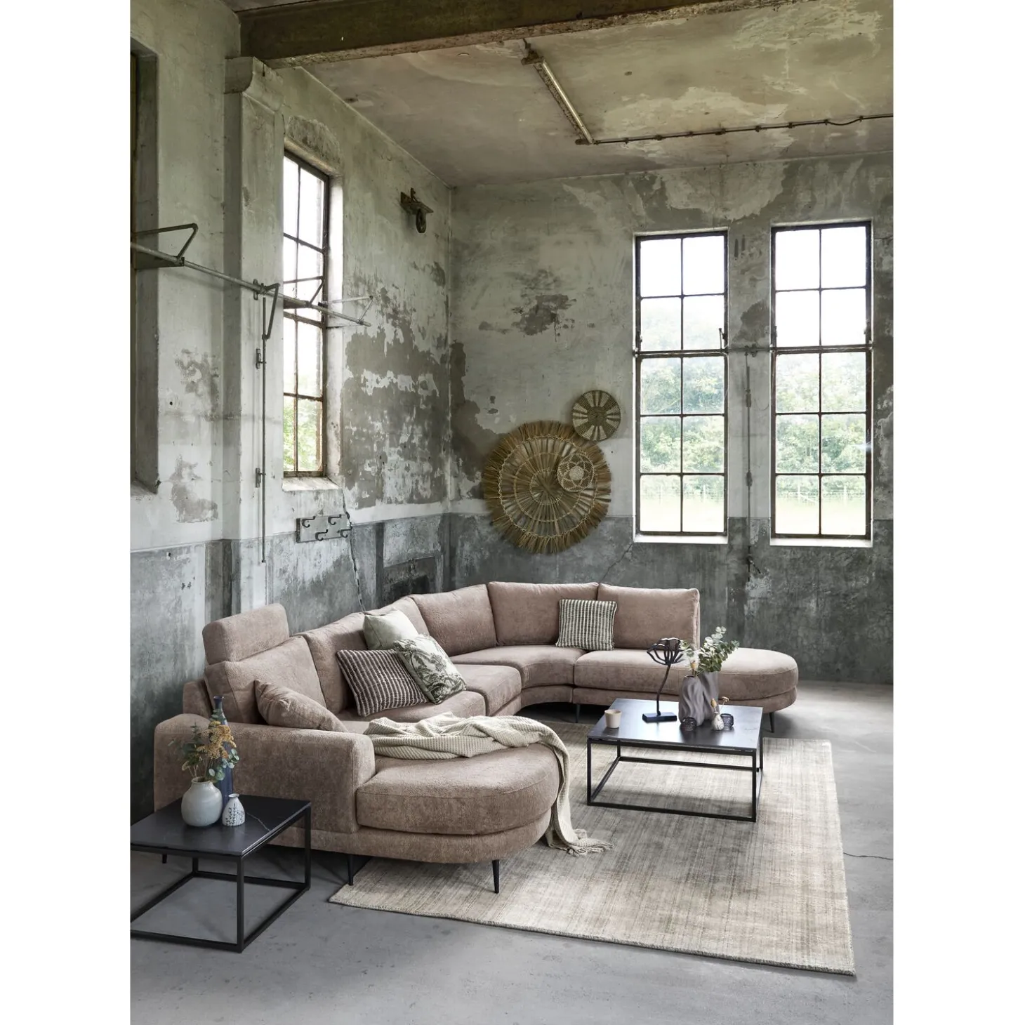 Hoekbank rechts Aziri Pocket visco zitting taupe