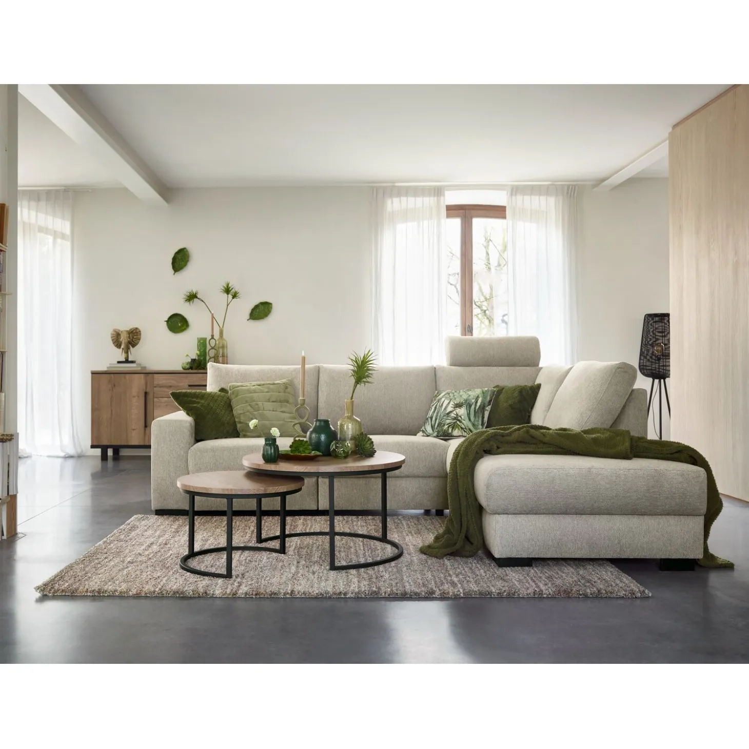 Hoekbank rechts Florance HR koudschuim beige relaxfunctie