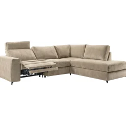 Hoekbank rechts Licato Taupe relaxfunctie excellent comfort hocker