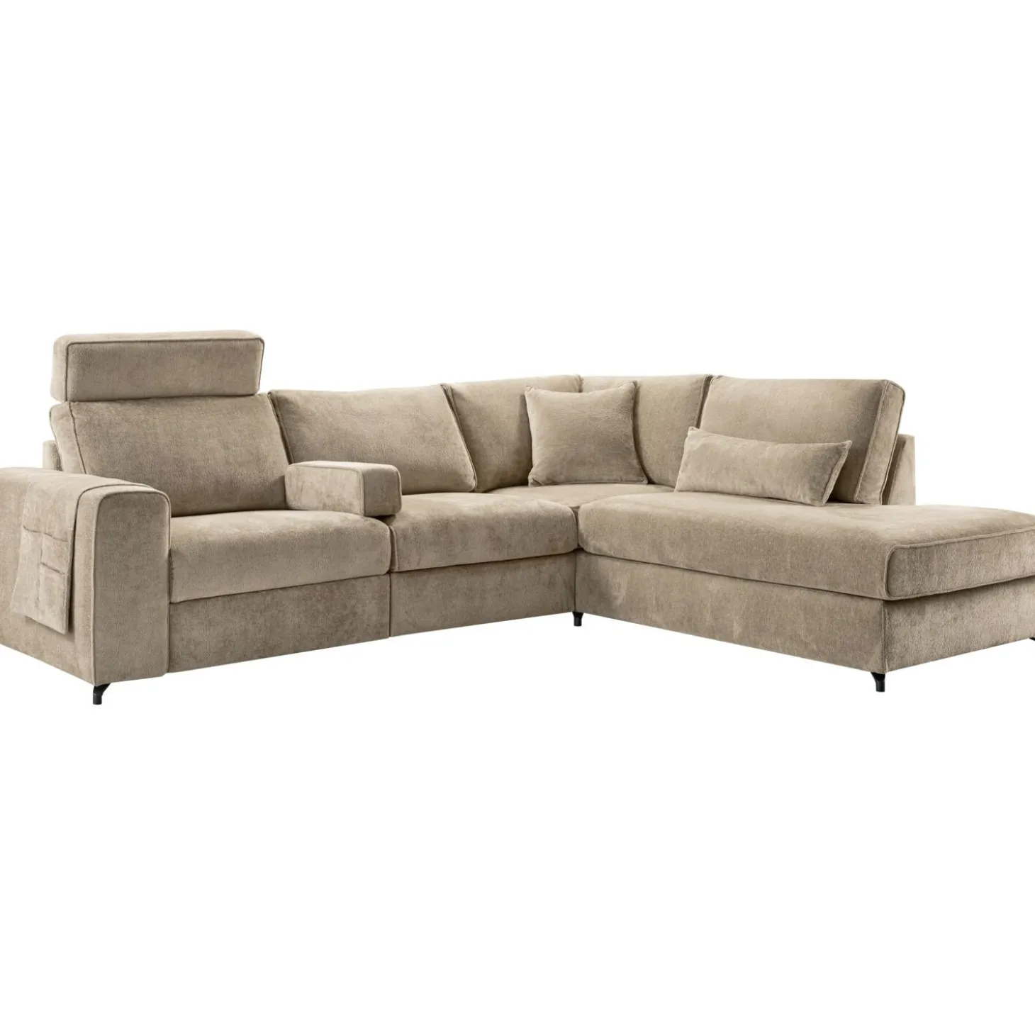 Hoekbank rechts Licato Taupe relaxfunctie excellent comfort