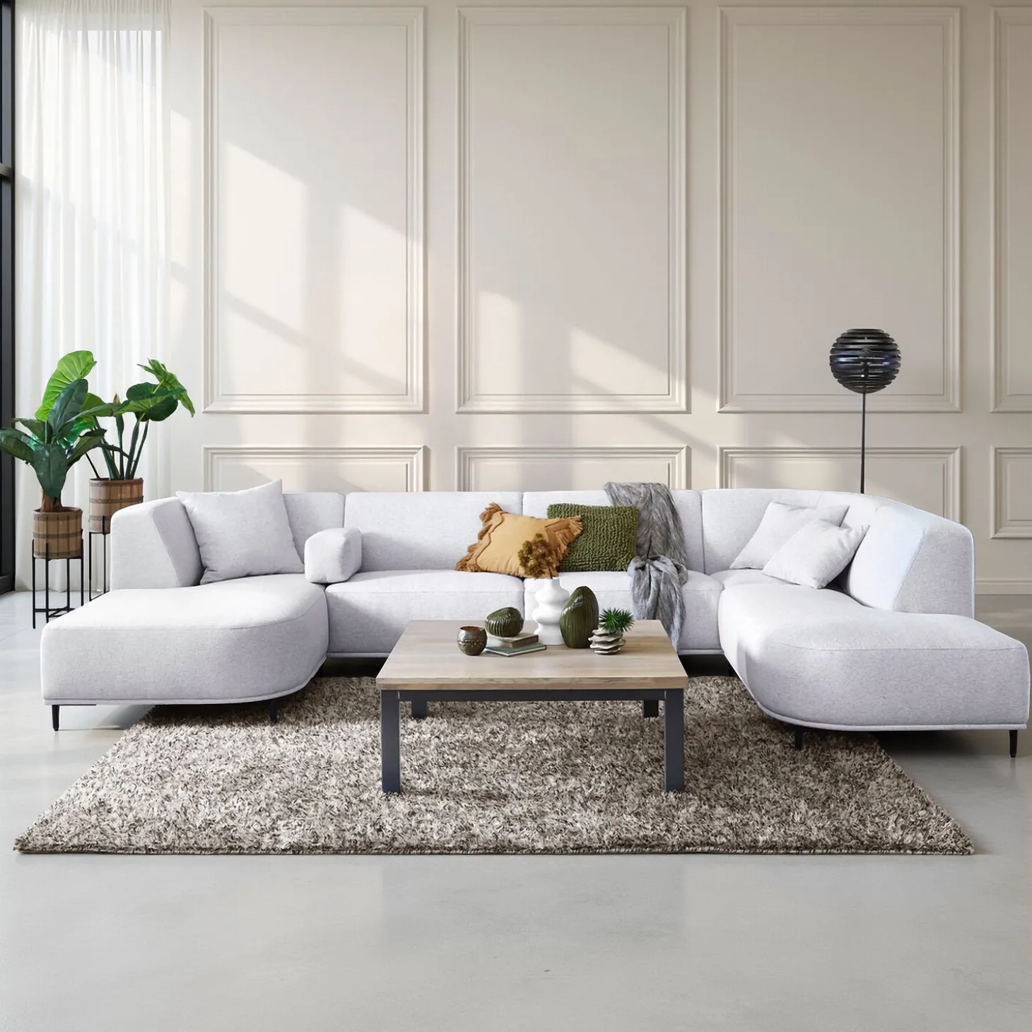 Hoekbank rechts Pantini Lichtgrijs premium comfort