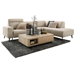 Hoekbank rechts Piorino Pocketvering lichtgrijs relaxfunctie