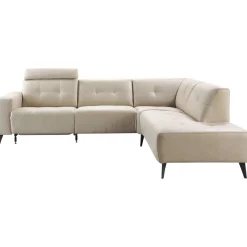 Hoekbank rechts Piorino Pocketvering lichtgrijs relaxfunctie