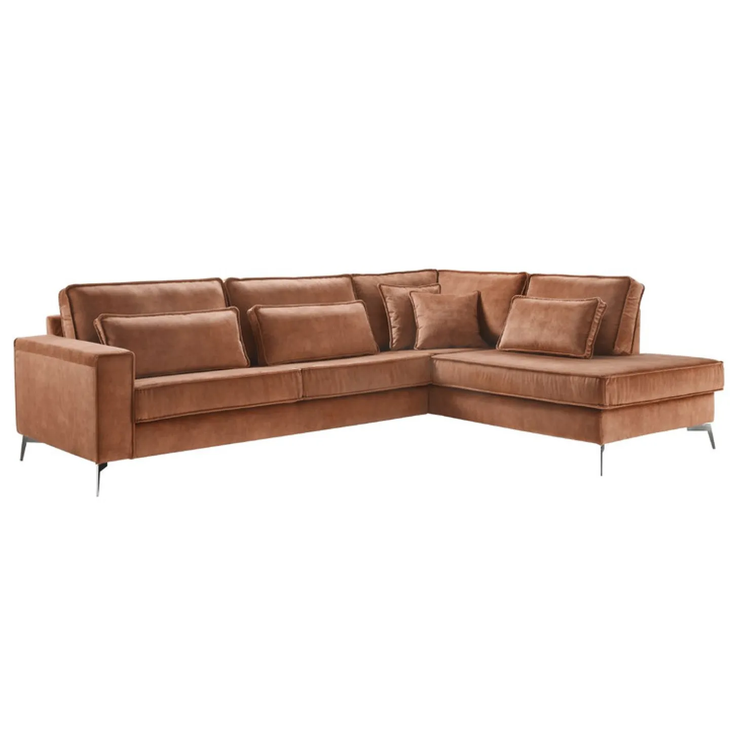 Hoekbank rechts Pomonte Velvet bruin basic comfort