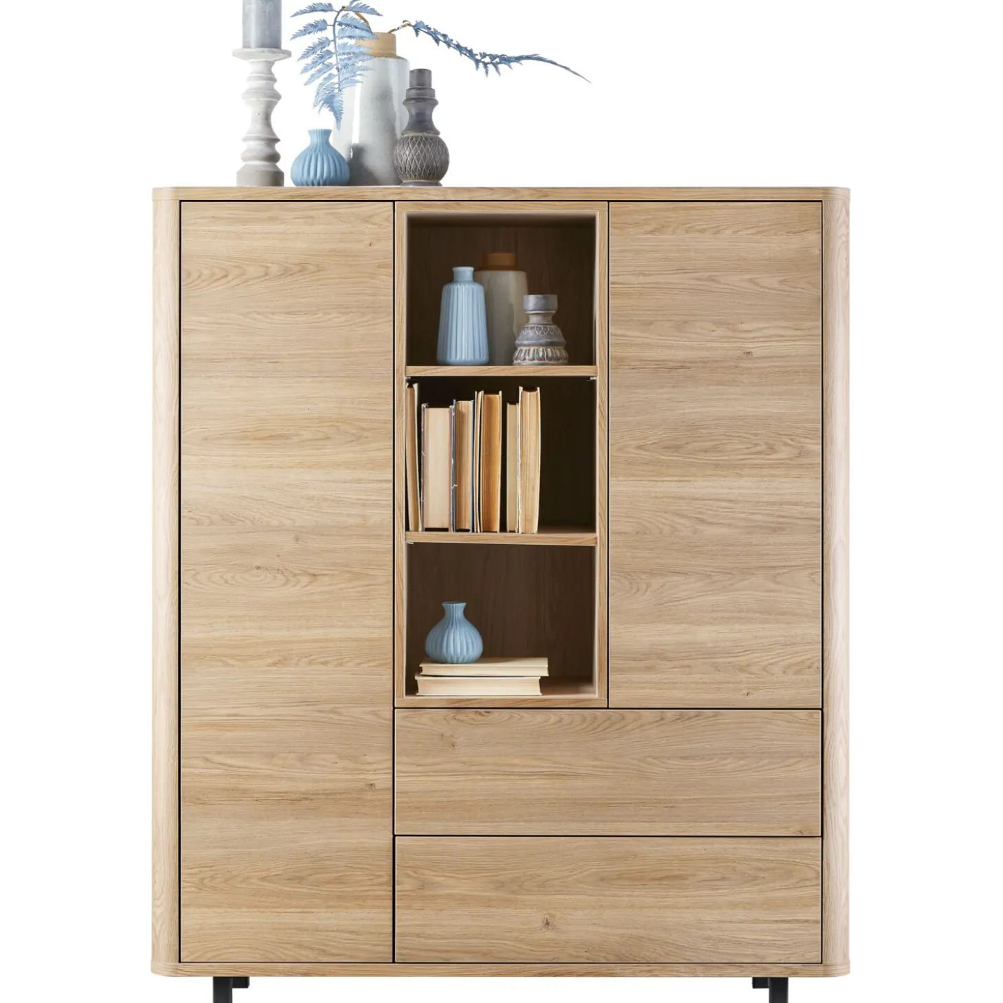 Opbergkast Lirona Old oak 2 deuren, 2 lades, 3 open vakken