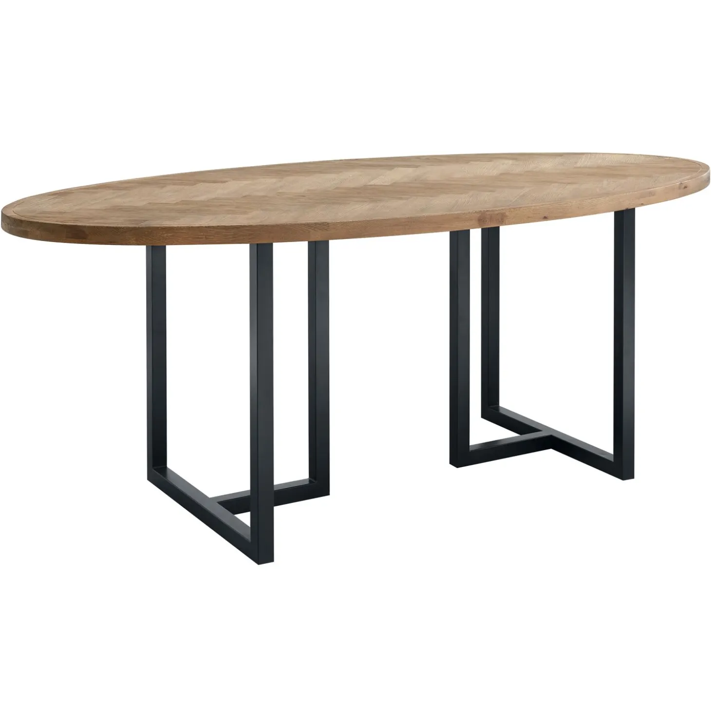 Ovale eettafel Vinito 200x100 cm visgraat naturel