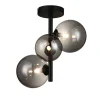 Plafondlamp Olivento Zwart smoke glas 3-lichts