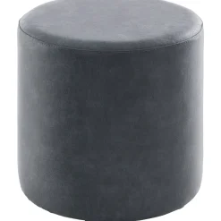 Poef Roby 45 cm microleder donkerblauw rond