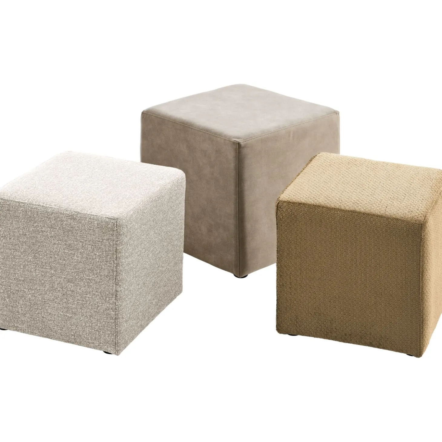 Poef Roby 40x40 cm beige vierkant