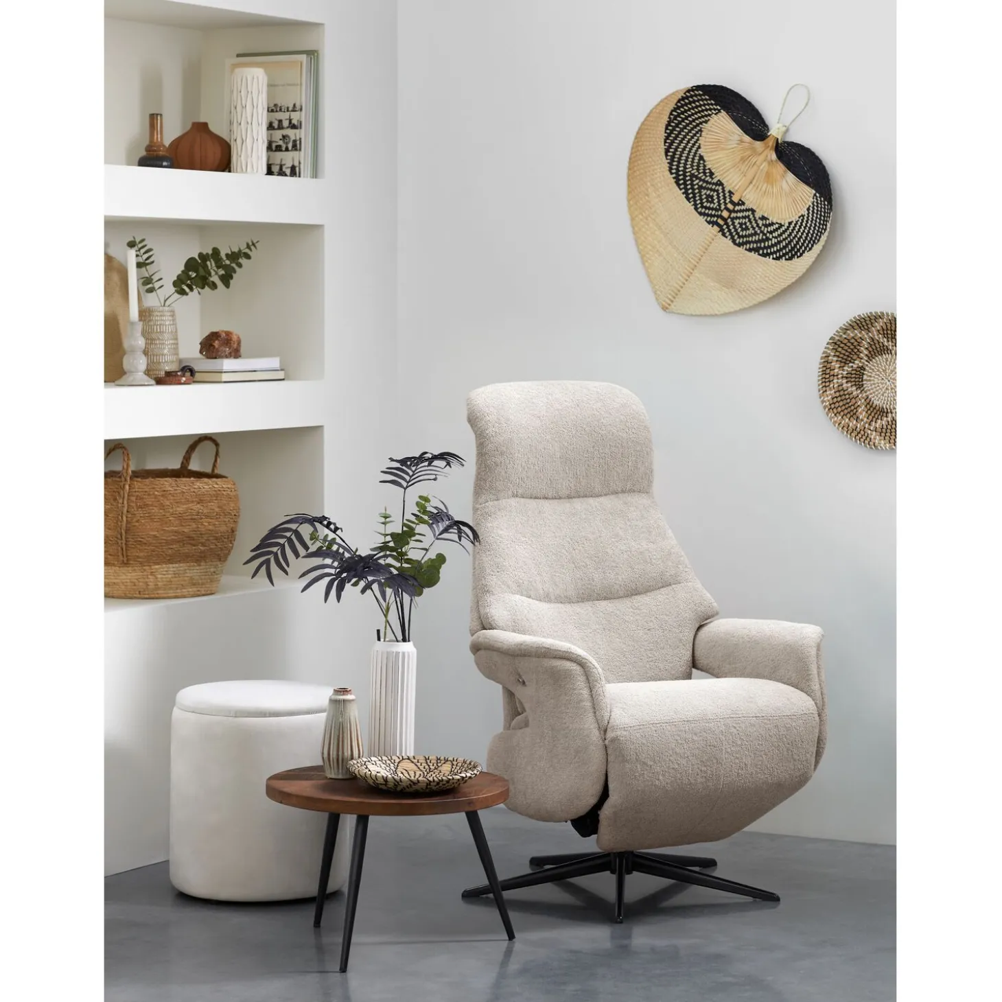 Relaxfauteuil Artizo Verstelbare rug en voetensteun M beige