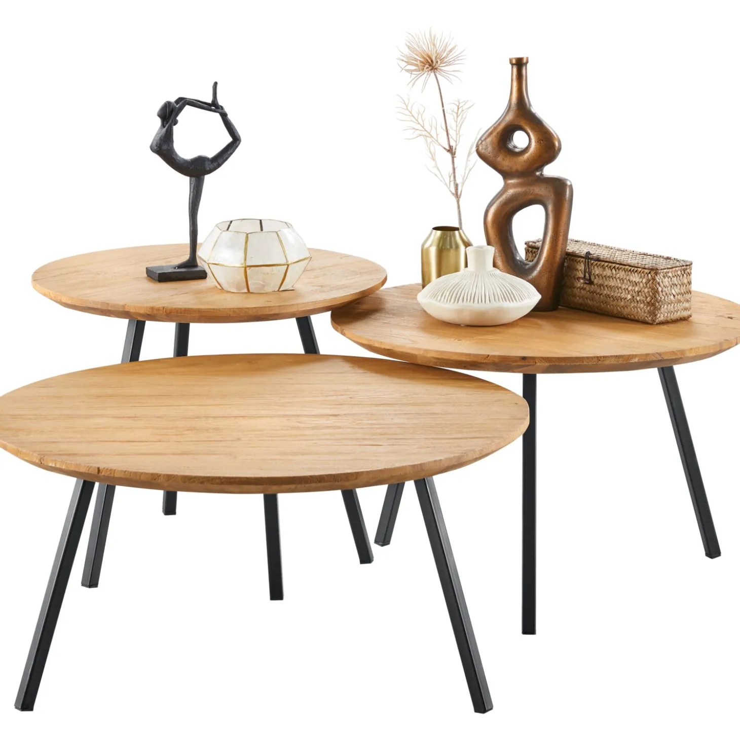 Salontafel Aska Teakhout 75 cm rond naturel brushed