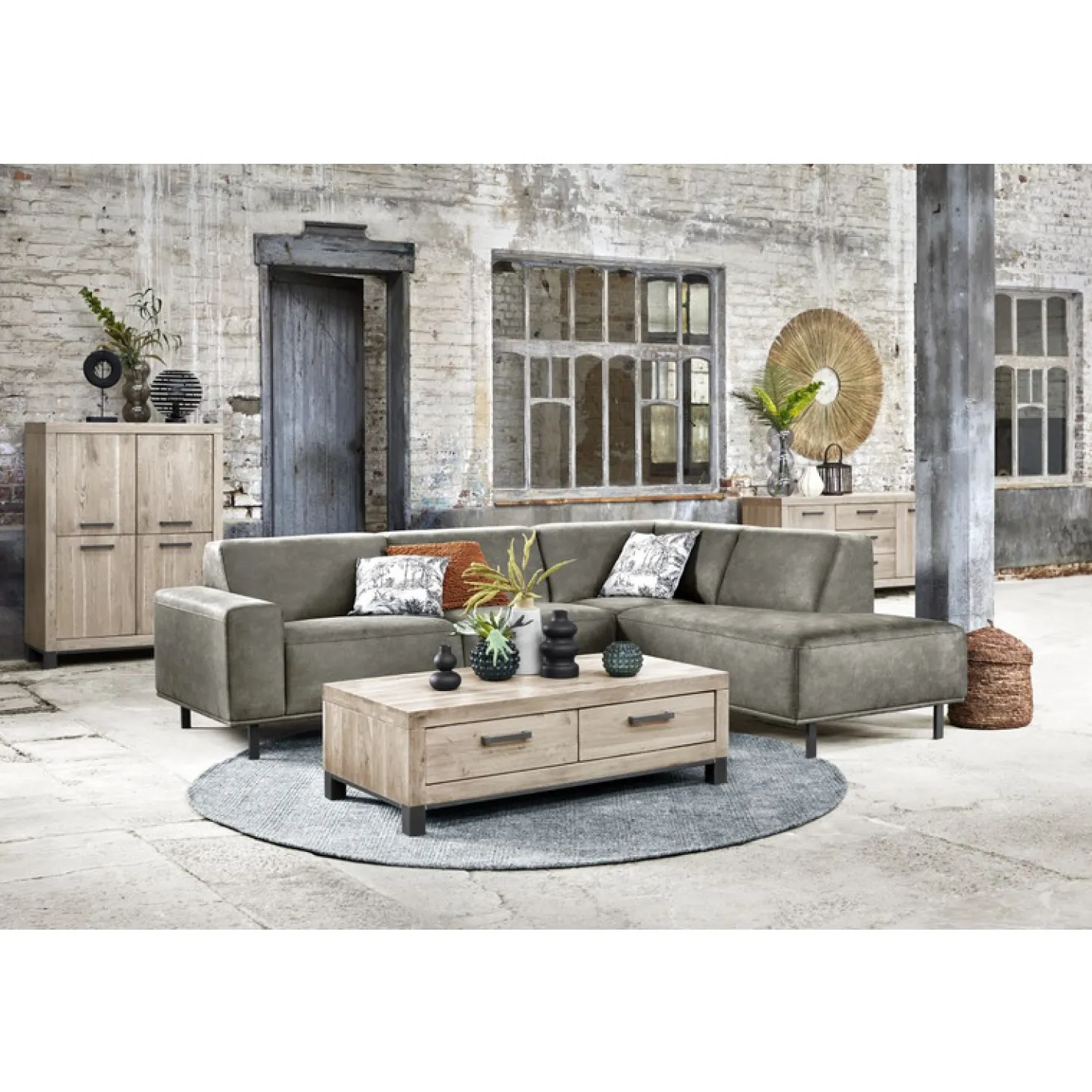 Salontafel HEVANO Eikenhout 65x132 cm rechthoekig moose