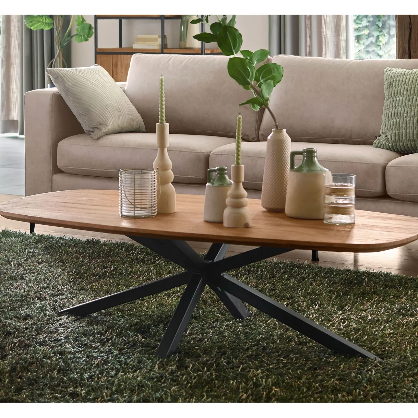 Salontafel Romaro Teakhout 140x70 cm Deens ovaal mix rough