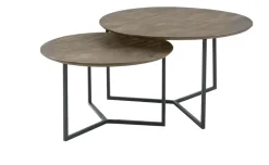 Salontafelset Gatteo 60 en 75 cm rond mango grijs
